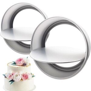 Aluminum Round Cake Pans 2pcs Nonstick Baking Pan with Removable Bottom 6/8 I...